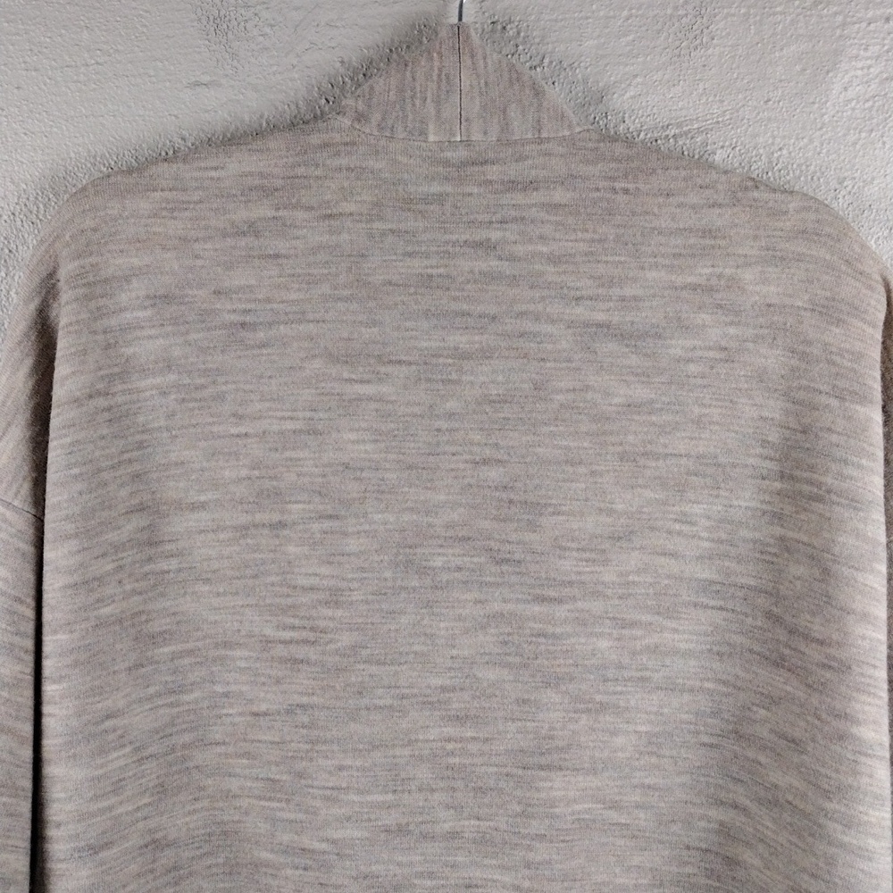 Eileen Fisher Wool Blend Natural Marbled Shawl Collar Long Open Front Cardigan - Picture 12 of 14
